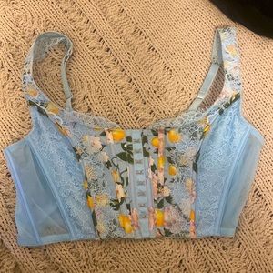 NWT VICTORIA’S SECRET CORSET TOP IN RARE BLUE LEMON DROP! Size Large